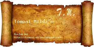 Tompai Milán névjegykártya